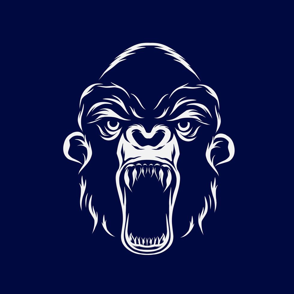 gorila mono vector silueta línea pop art potrait logo diseño colorido con fondo oscuro. ilustración vectorial abstracta. fondo negro aislado para camiseta, afiche, ropa.