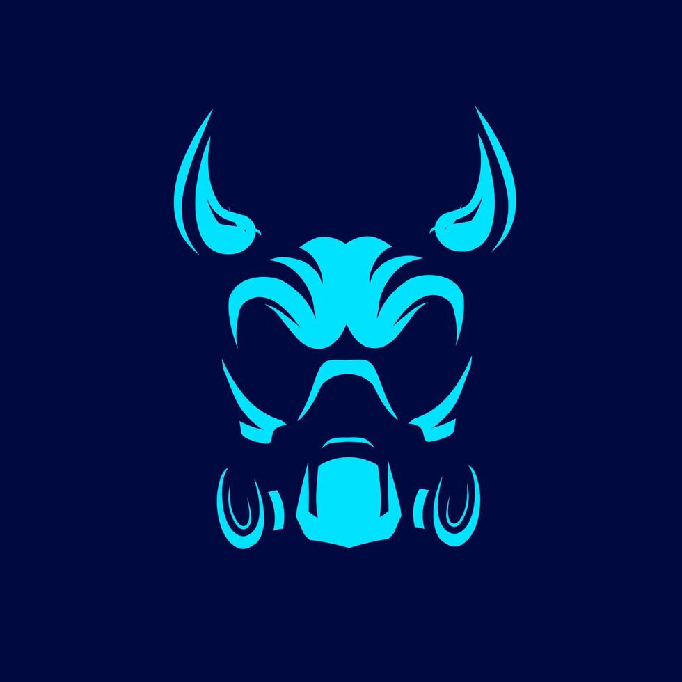 Gas mask for virus line potrait logo colorful design with dark background. Isolated navy background for t-shirt, poster, clothing, merch, apparel, badge design vector