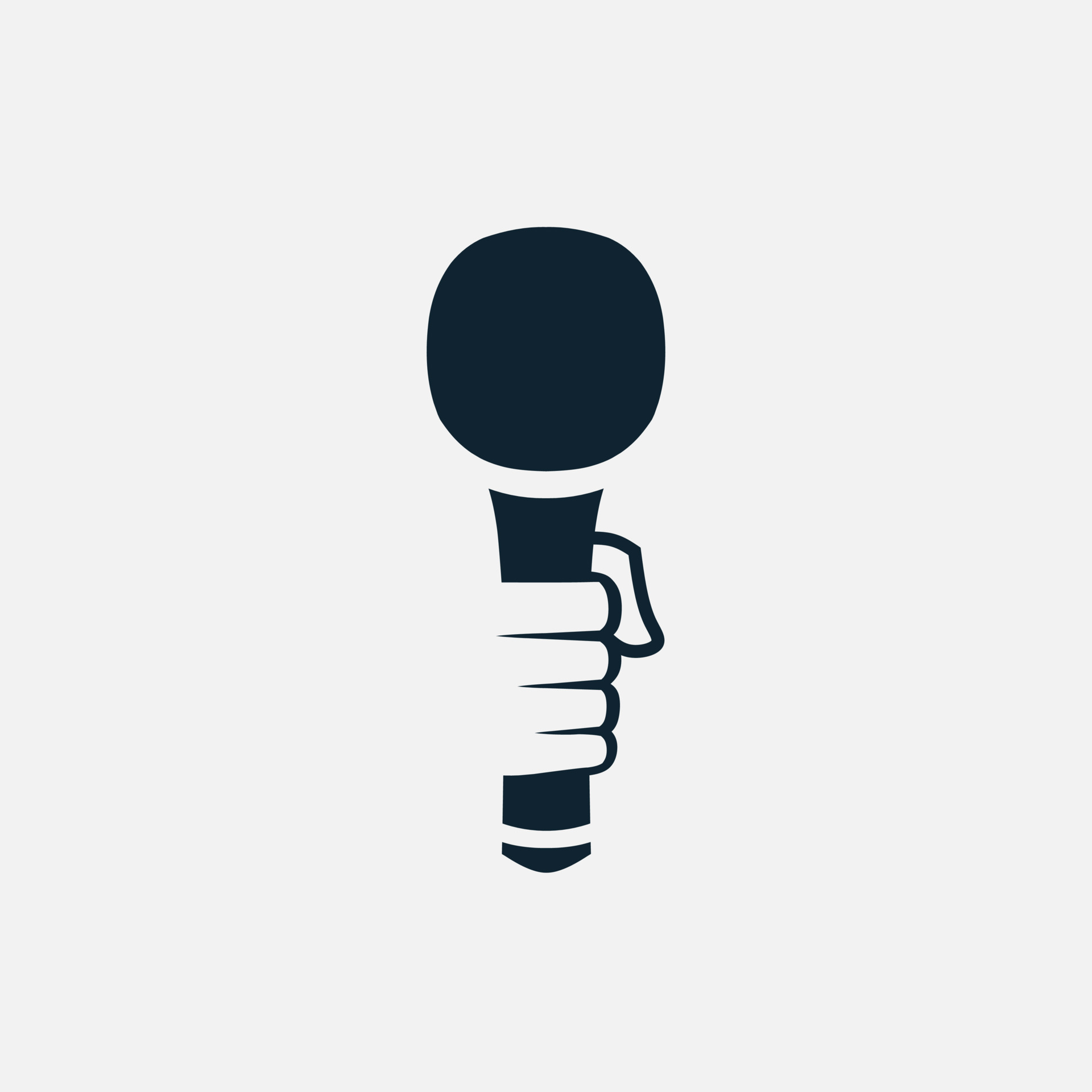 Hand hold microphone mic minimalist logo. Simple negative space vector