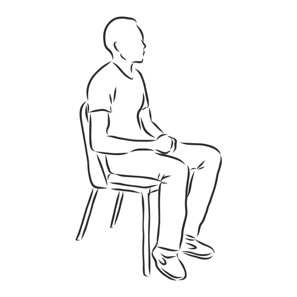 man sitting vector sketch