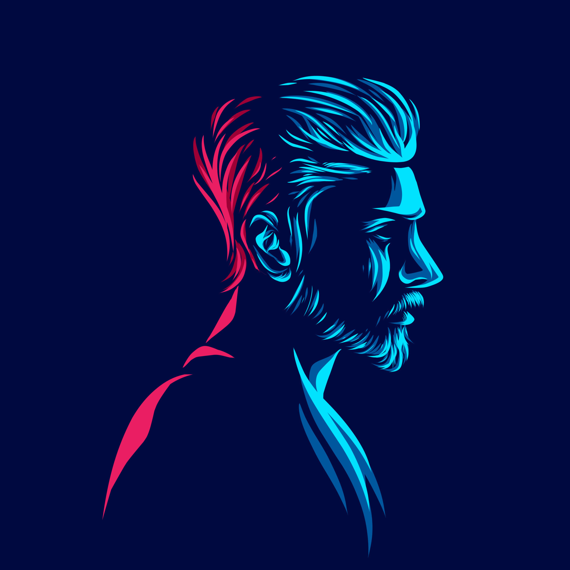 Undercut Pompadour Man Logo Line Pop Art Potrait Colorful Design With Dark Background Abstract Vector Illustration Vector Art At Vecteezy