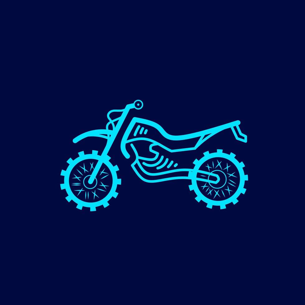 logotipo de arte pop de línea de silueta de motocross. diseño colorido con fondo oscuro. ilustración vectorial abstracta. fondo negro aislado para camiseta, afiche, ropa, merchandising, ropa, diseño de placa vector