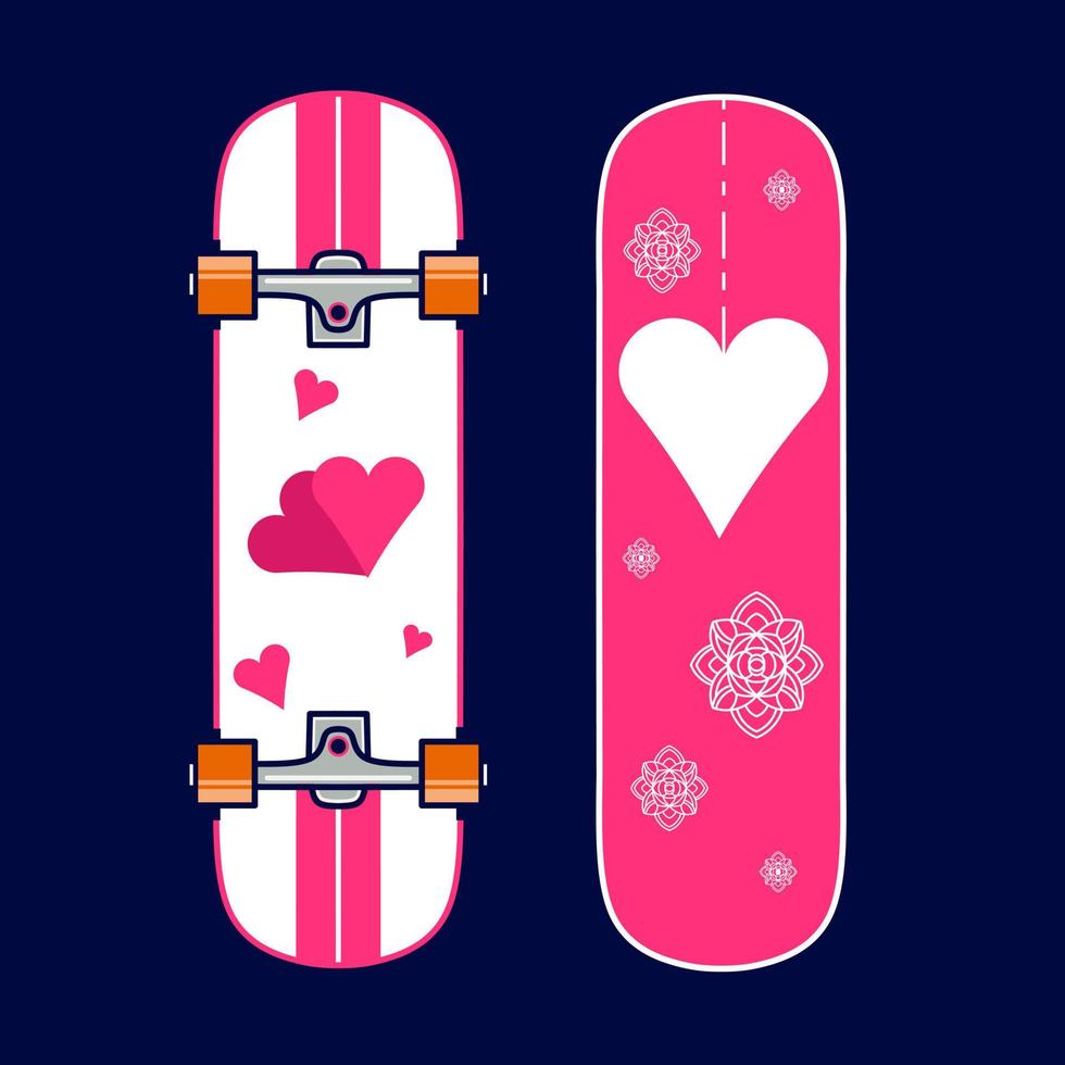 Skateboard style valentine vector love art potrait logo colorful design with dark background. Abstract graphic illustration. Isolated black background for t-shirt, poster, clothing, merch