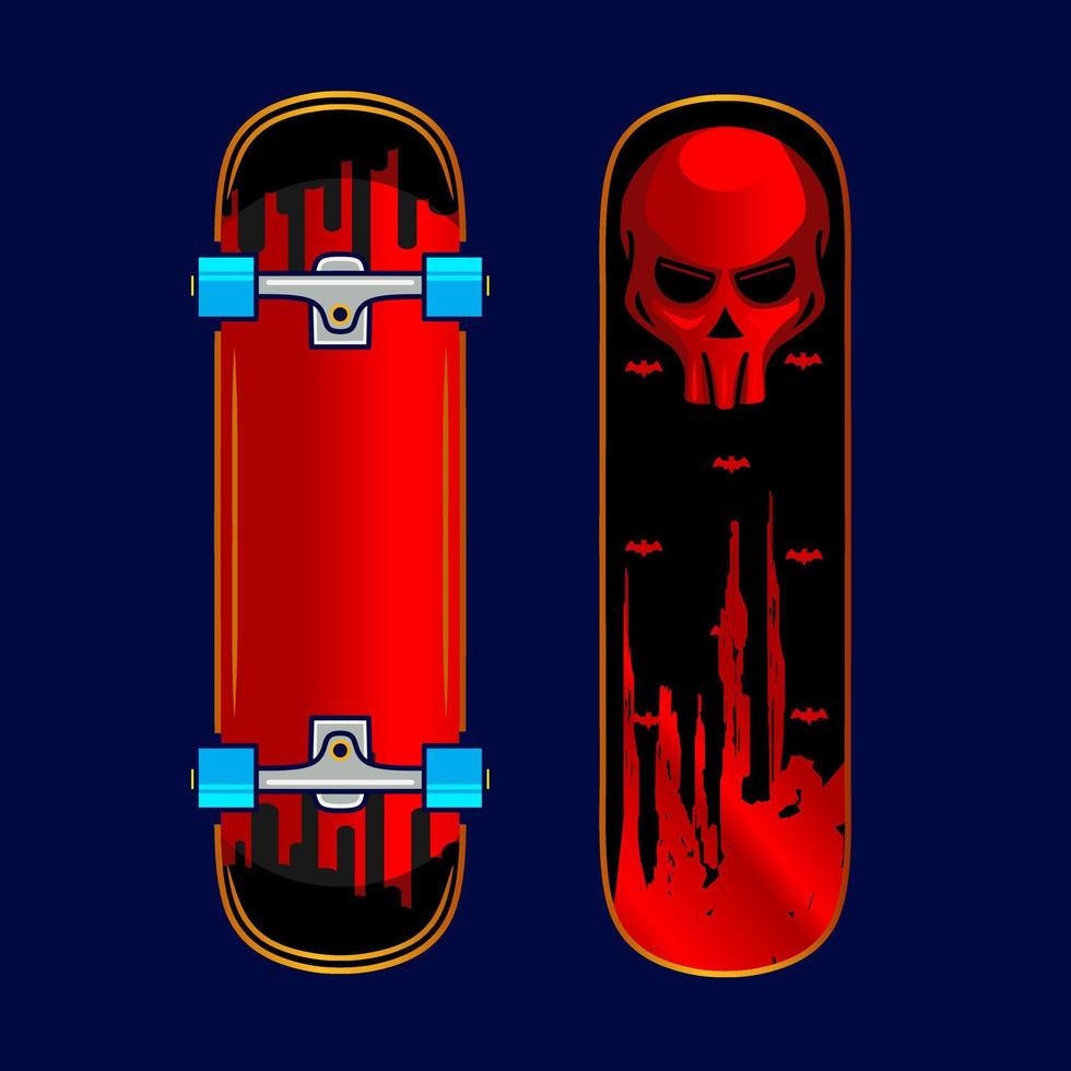 Skateboard style halloween vector line neon art potrait logo colorful design with dark background. Abstract graphic illustration. Isolated black background for t-shirt, poster, clothing, merch