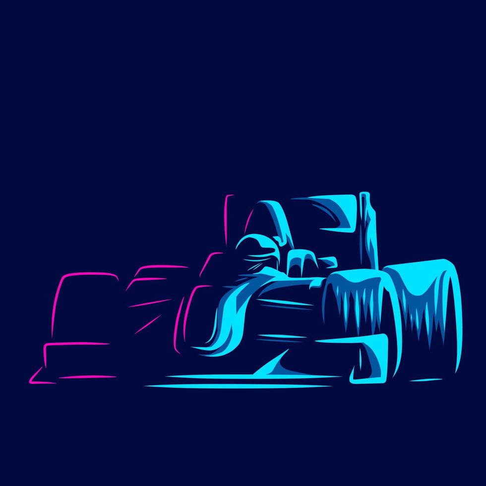 Formula One sport race line potrait logo colorful design with dark background. Isolated navy background for t-shirt, poster, clothing, merch, apparel, badge design vector