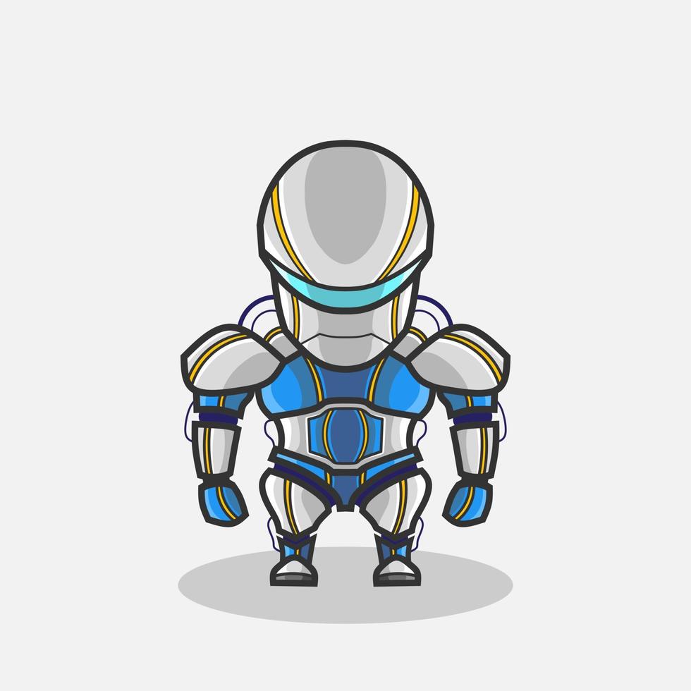 Cute robot cyborg character illustration. Simple cartoon vector design. Isolated with soft background.