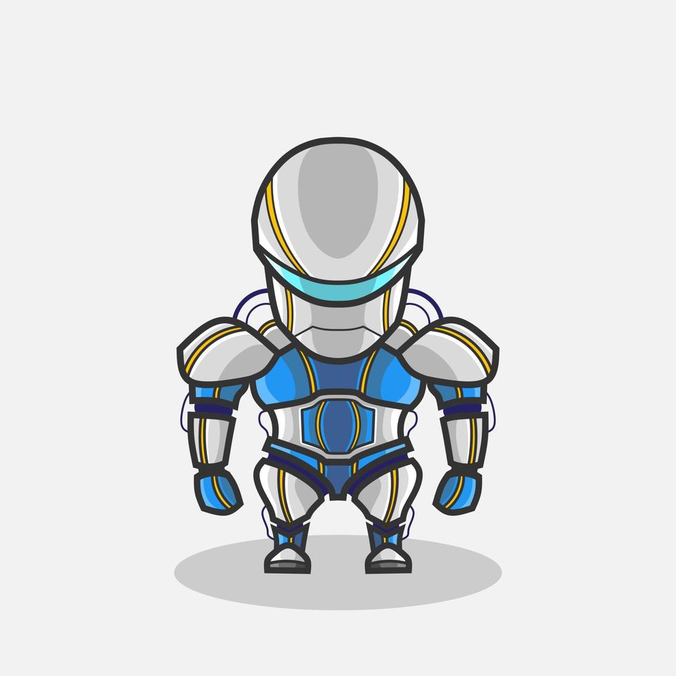 Cute robot cyborg character illustration. Simple cartoon vector design. Isolated with soft background.