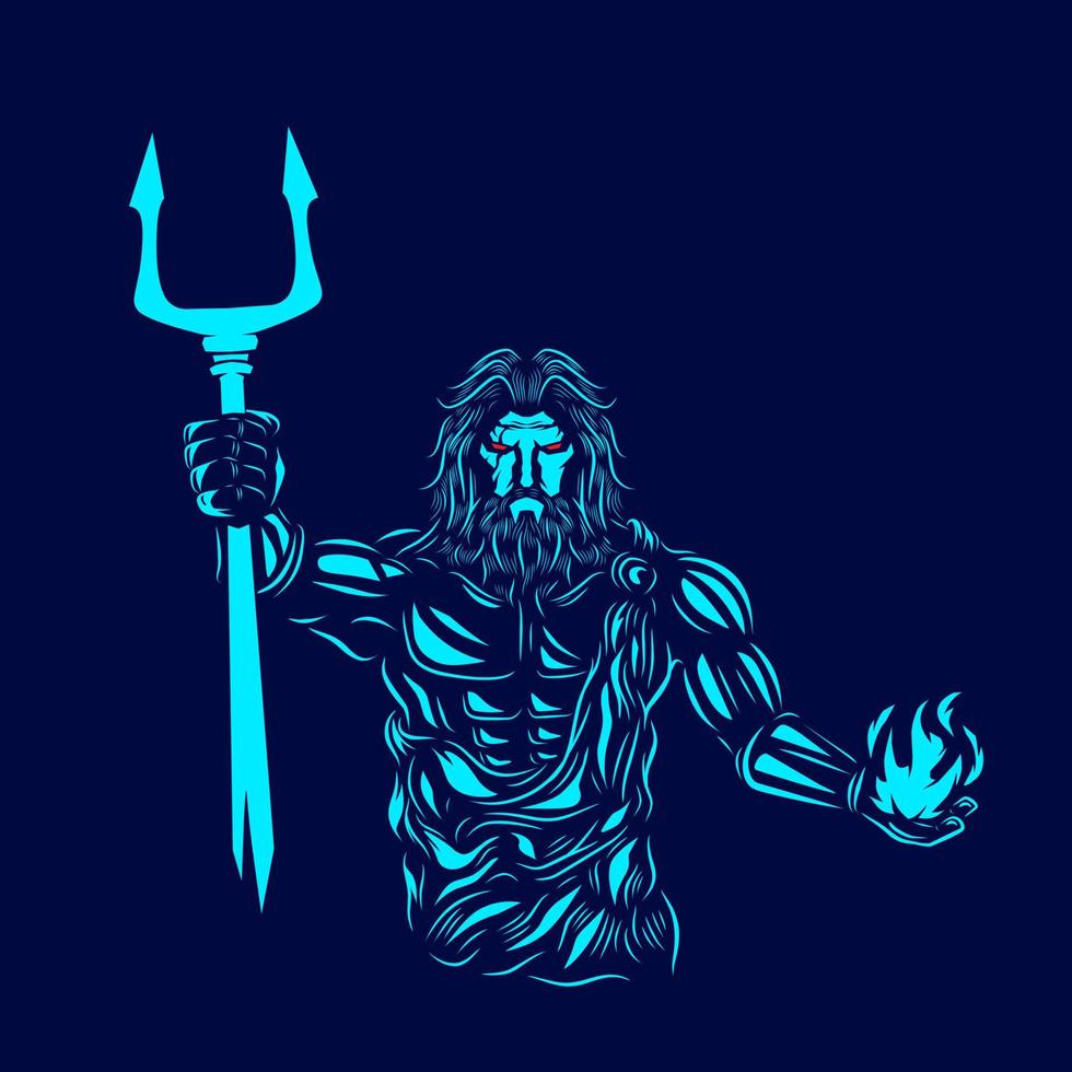 Hades the mythology logo line pop art portrait god colorful design with dark background. Abstract vector illustration.