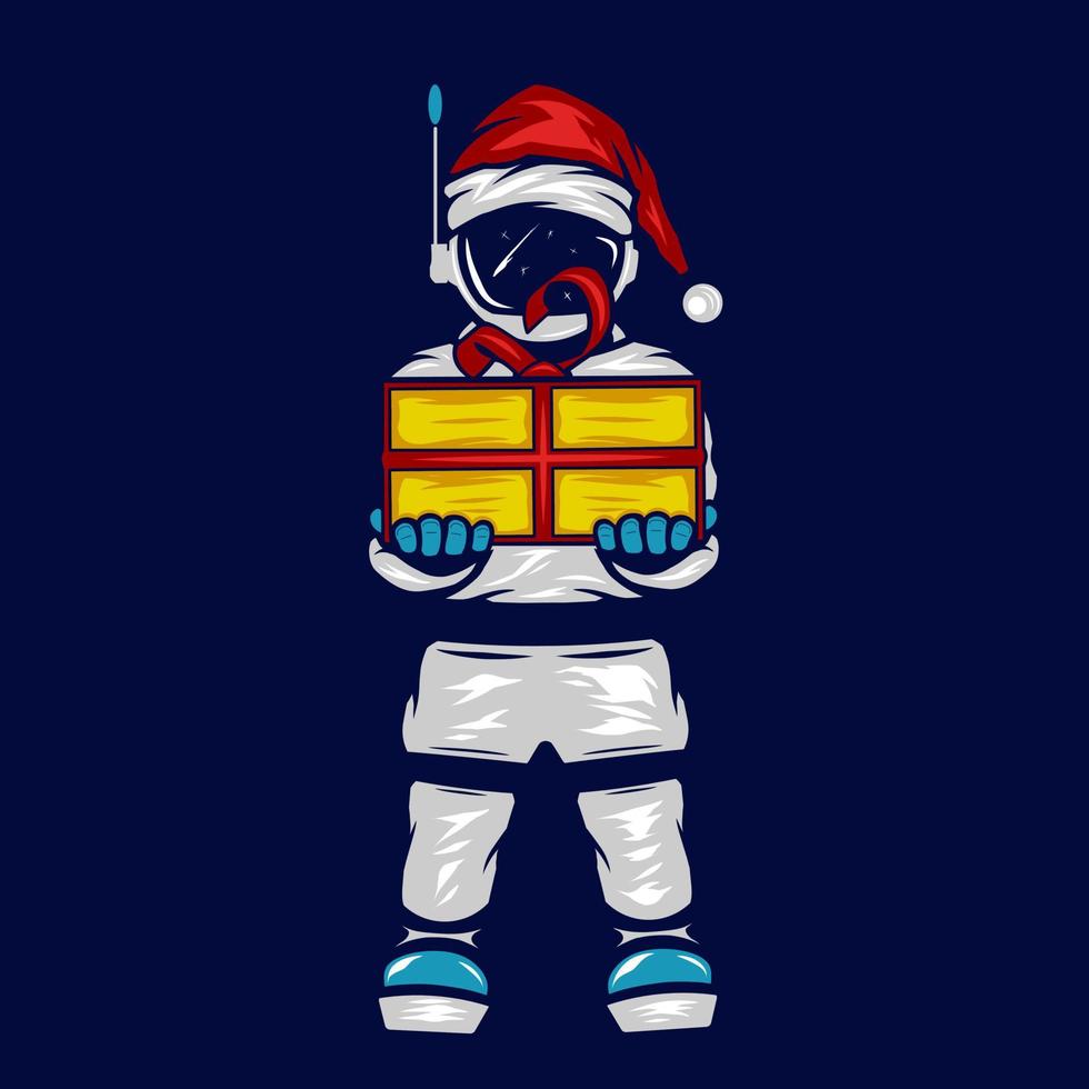 santa claus astronaut logo line pop art potrait diseño colorido con fondo oscuro. ilustración vectorial abstracta. vector