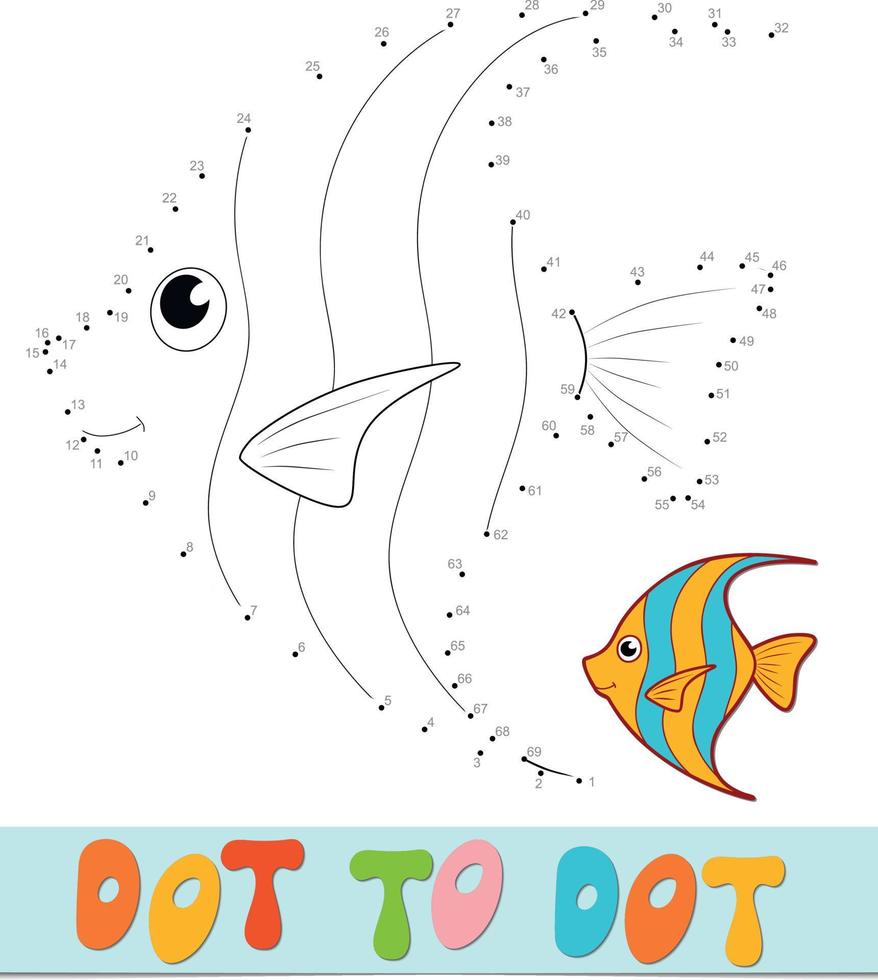 Dot to dot puzzle. Connect dots game. fish vector illustration