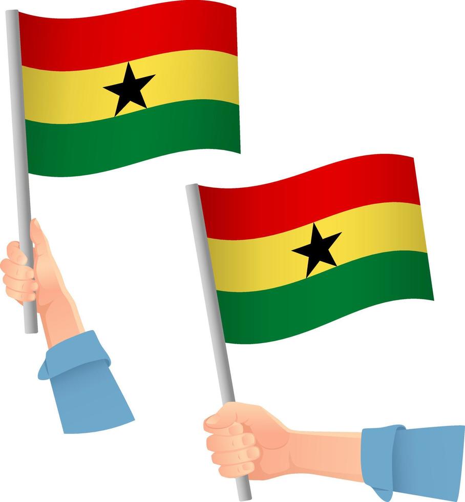 ghana, bandera, en, mano, icono vector