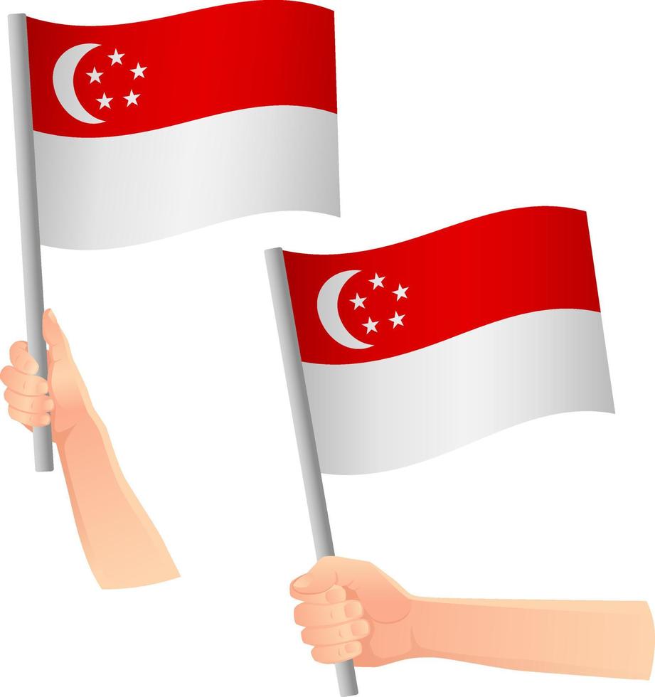 singapur, bandera, en, mano, icono vector