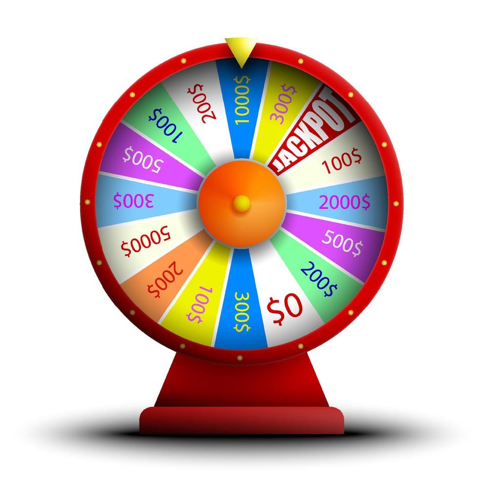 wheel of fortune, jackpot, main prize. Luck, casino and gambling. Spin the roulette, try your luck. Realistic bright vector