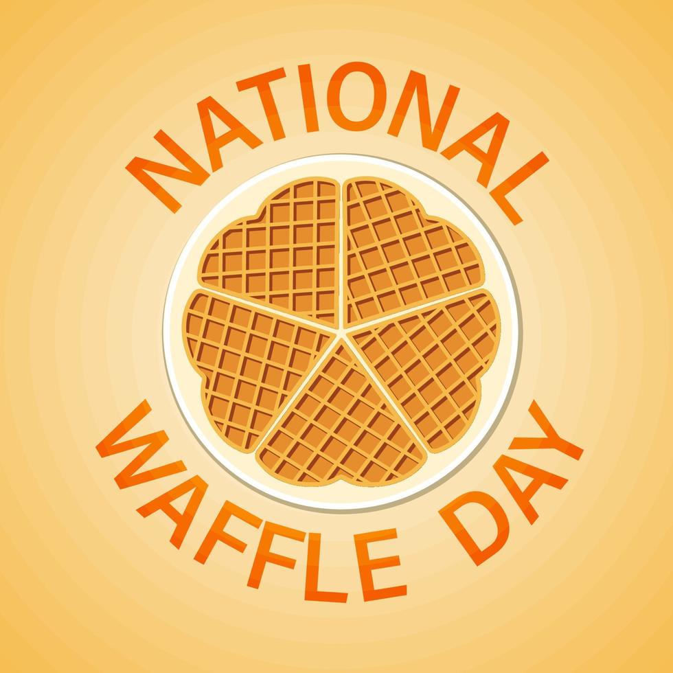 National Waffle Day in the USA on August 24th. Round plate with