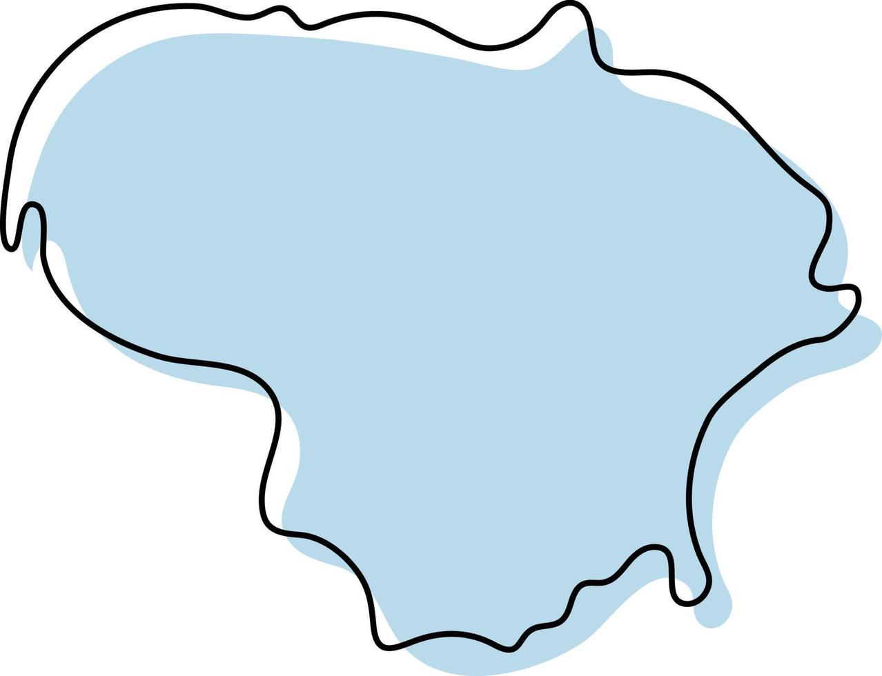 Stylized simple outline map of Lithuania icon. Blue sketch map of Lithuania vector illustration