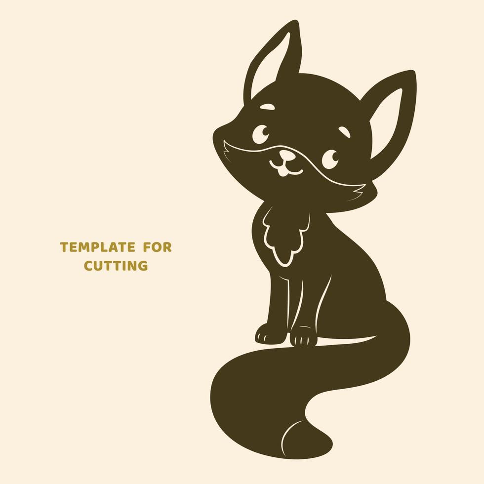 Template for laser cutting, wood carving, paper cut. Silhouettes for cutting. Fox vector stencil.