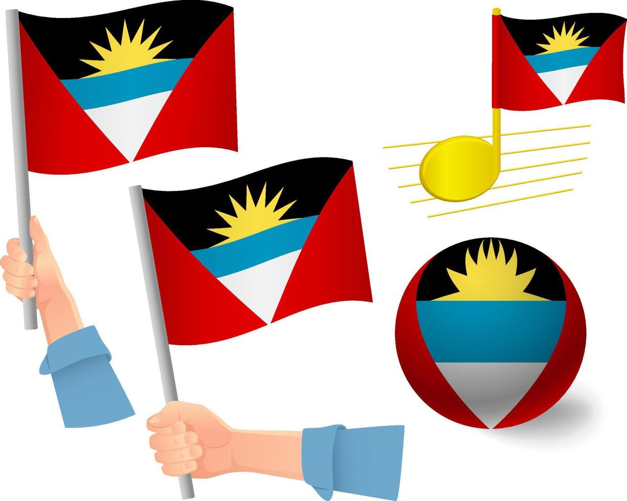 Antigua and Barbuda flag icon set vector