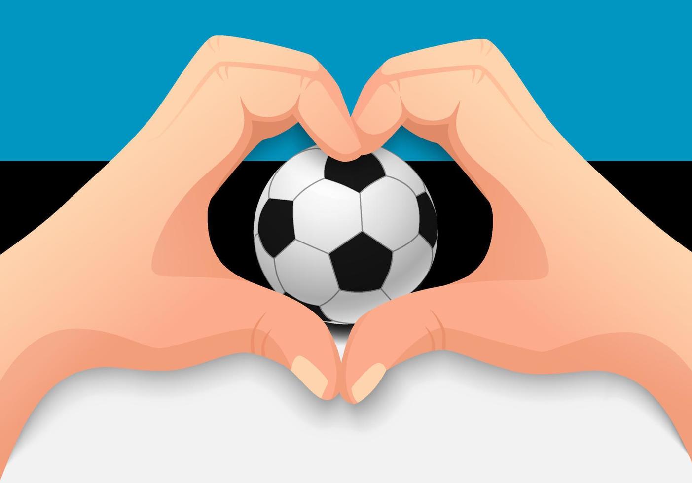 balón de fútbol de estonia y forma de corazón de mano vector