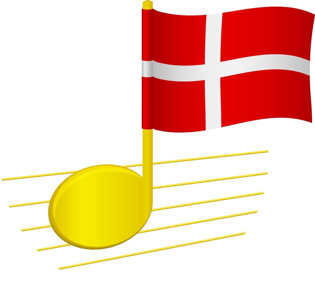Denmark flag and musical note vector