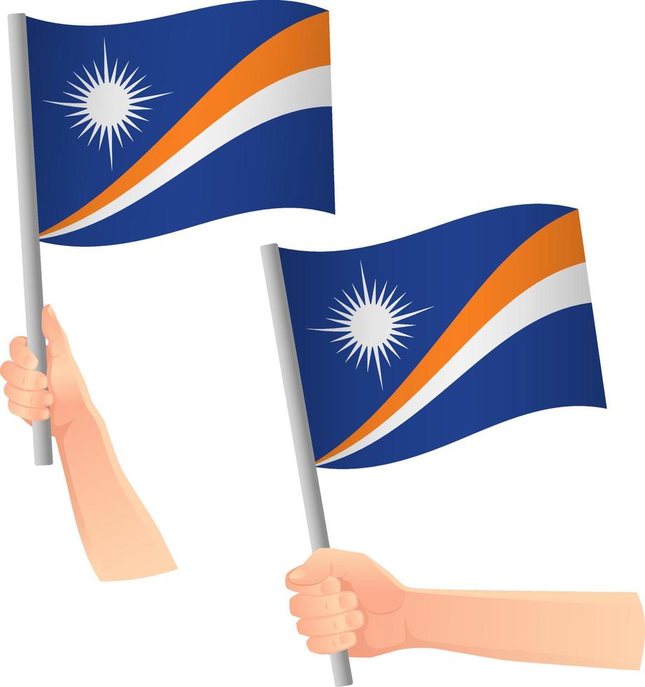 Marshall Islands flag in hand icon vector