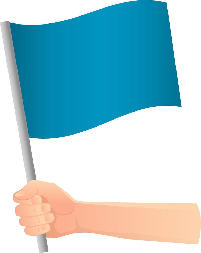 bandera azul en la mano vector