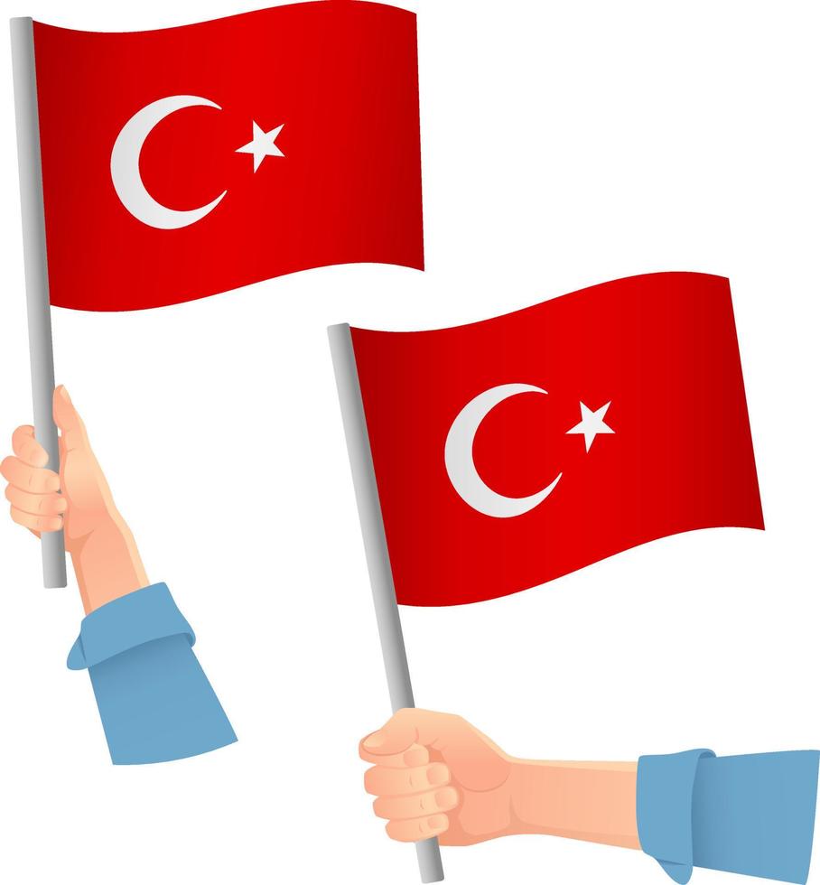 Turkey flag in hand icon vector