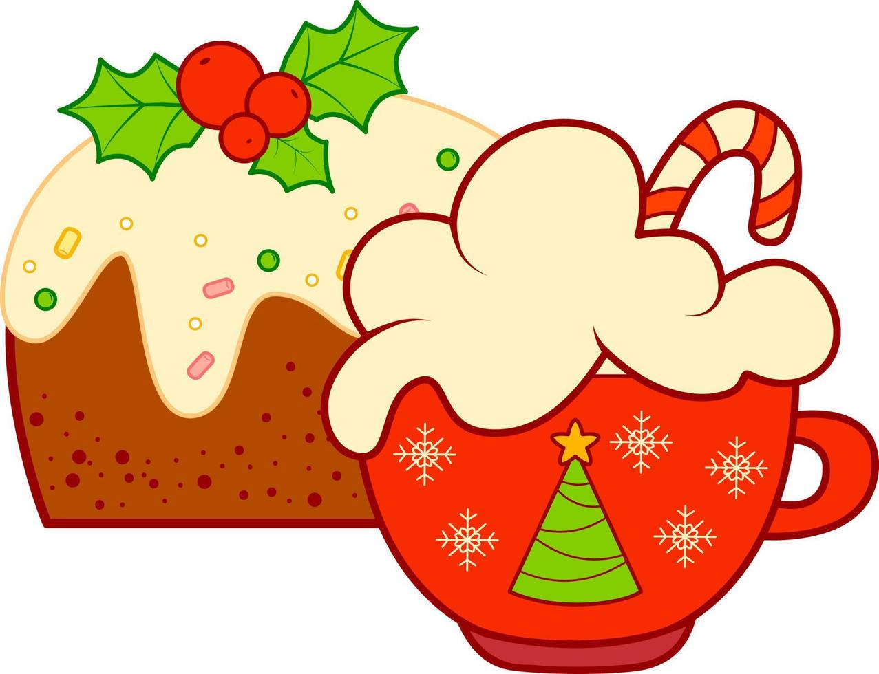 imágenes prediseñadas de dibujos animados de navidad. pastel de navidad clipart vector ilustración