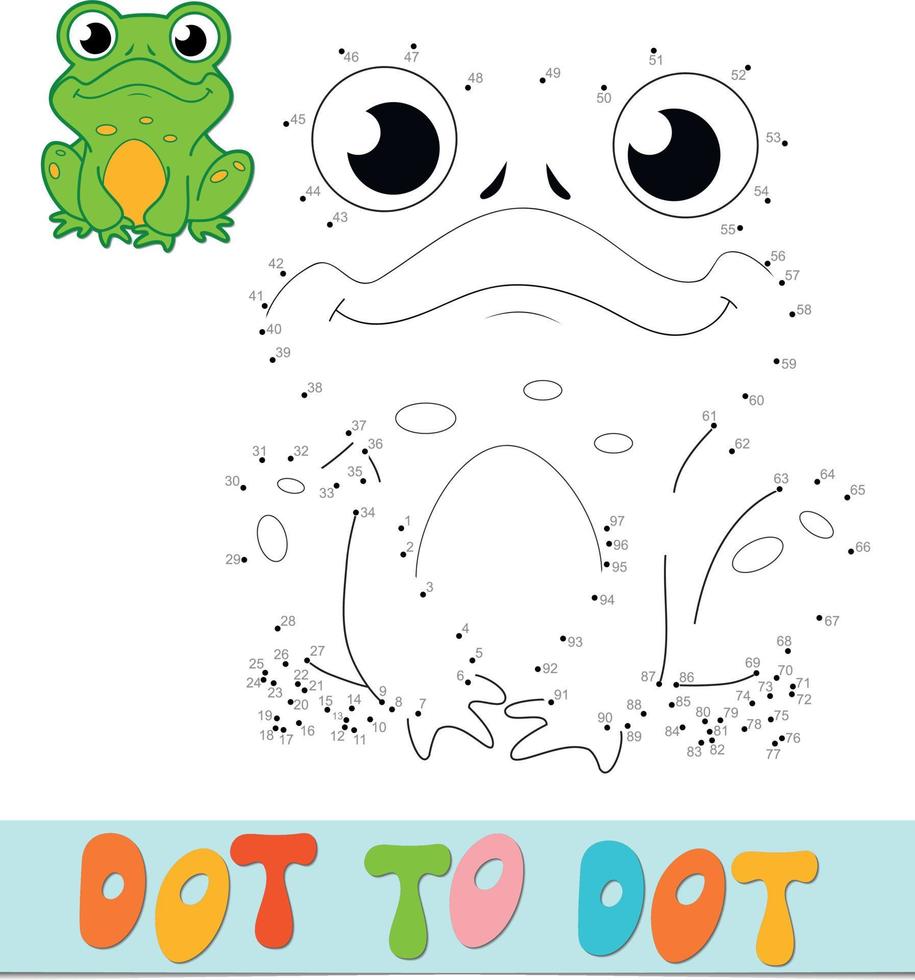 Dot to dot puzzle. Connect dots game. frog vector illustration