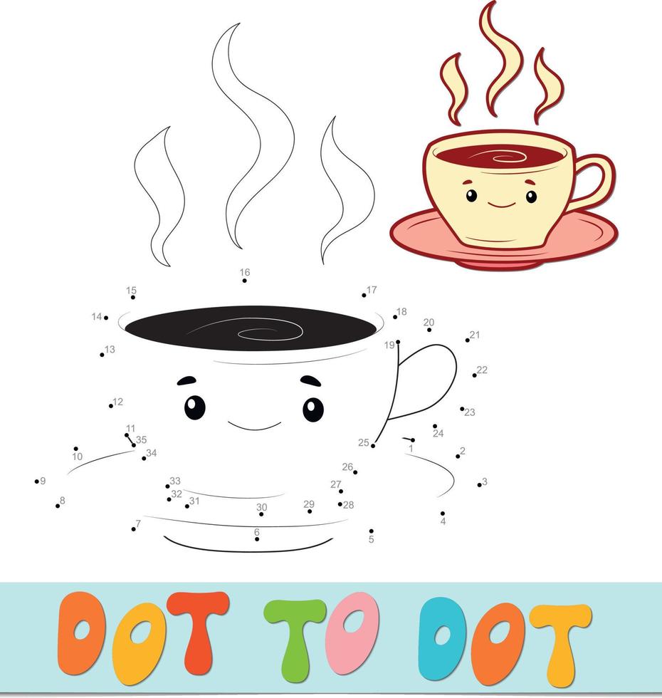 Dot to dot puzzle. Connect dots game. cup vector illustration