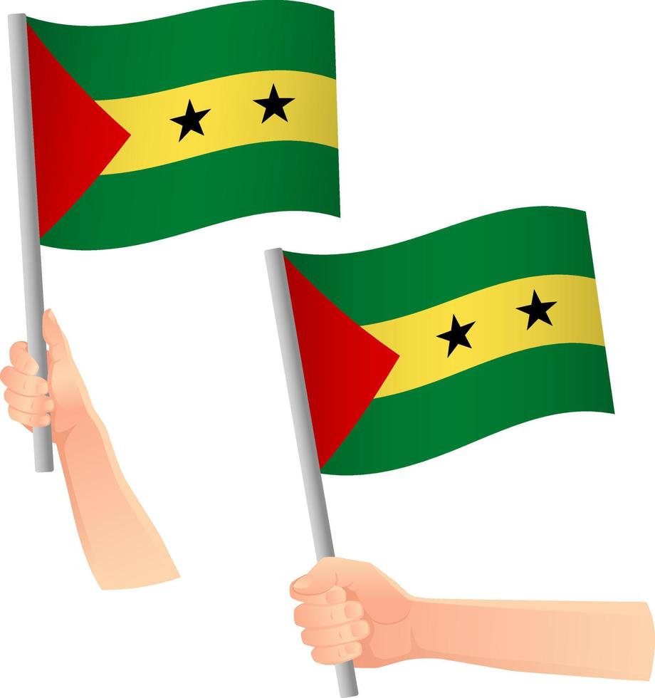 Sao Tome and Principe flag in hand icon vector