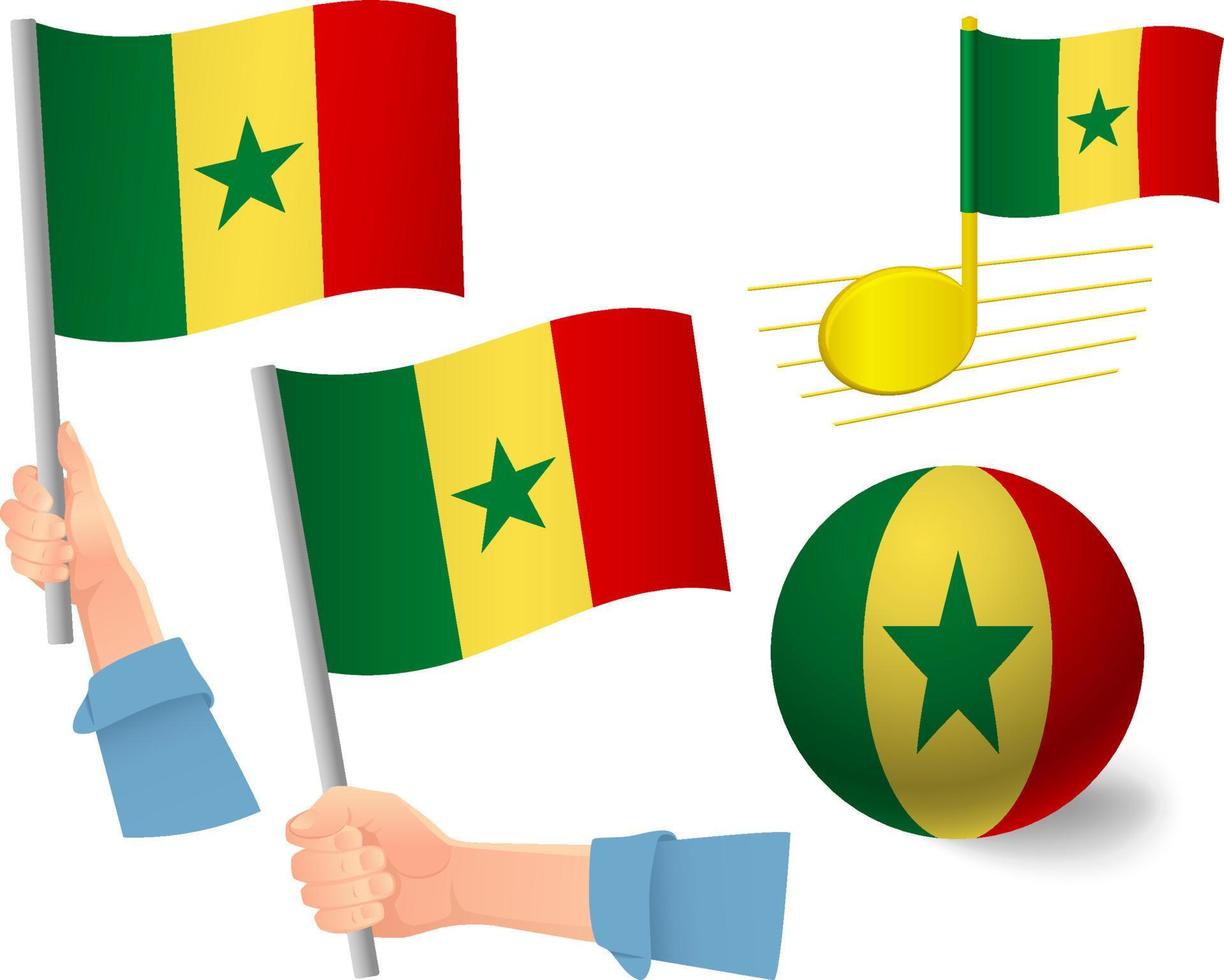 conjunto de iconos de bandera de senegal vector