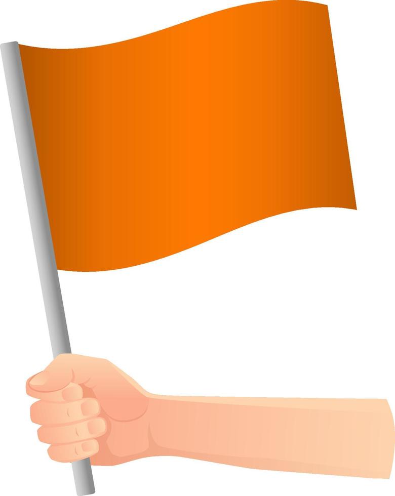 bandera naranja en la mano vector