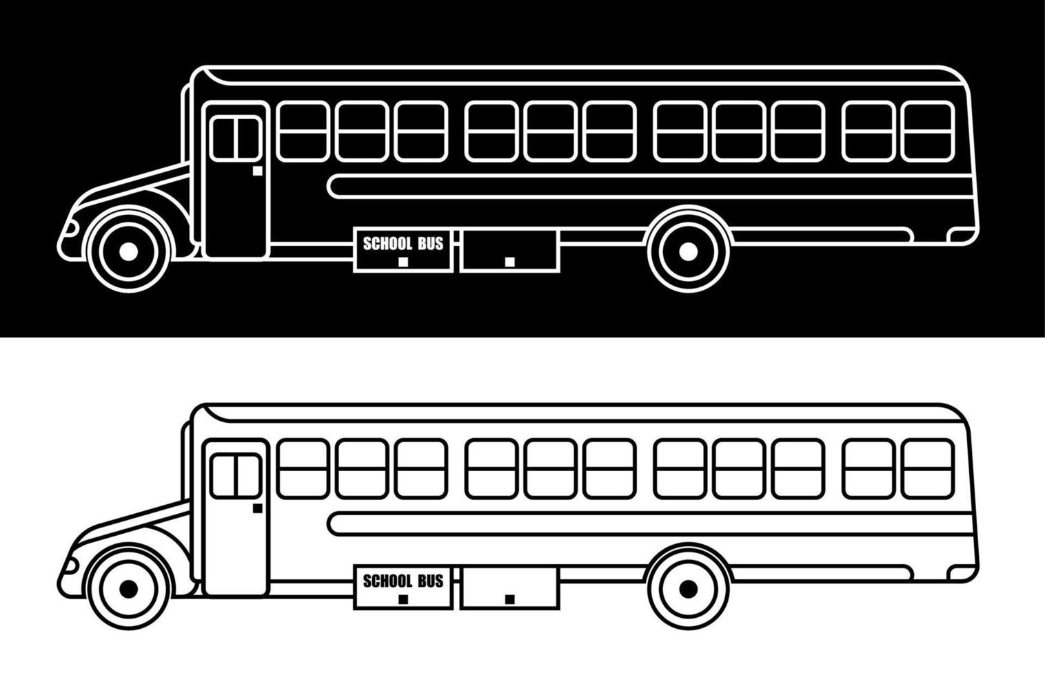 autobús escolar americano. el 1 de septiembre es el comienzo del año escolar. icono lineal. vectores en blanco y negro