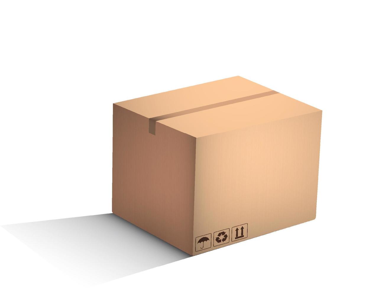 caja de cartón cerrada de forma realista. entrega y transporte de mercancías de las tiendas. icono para el sitio web. vector de color