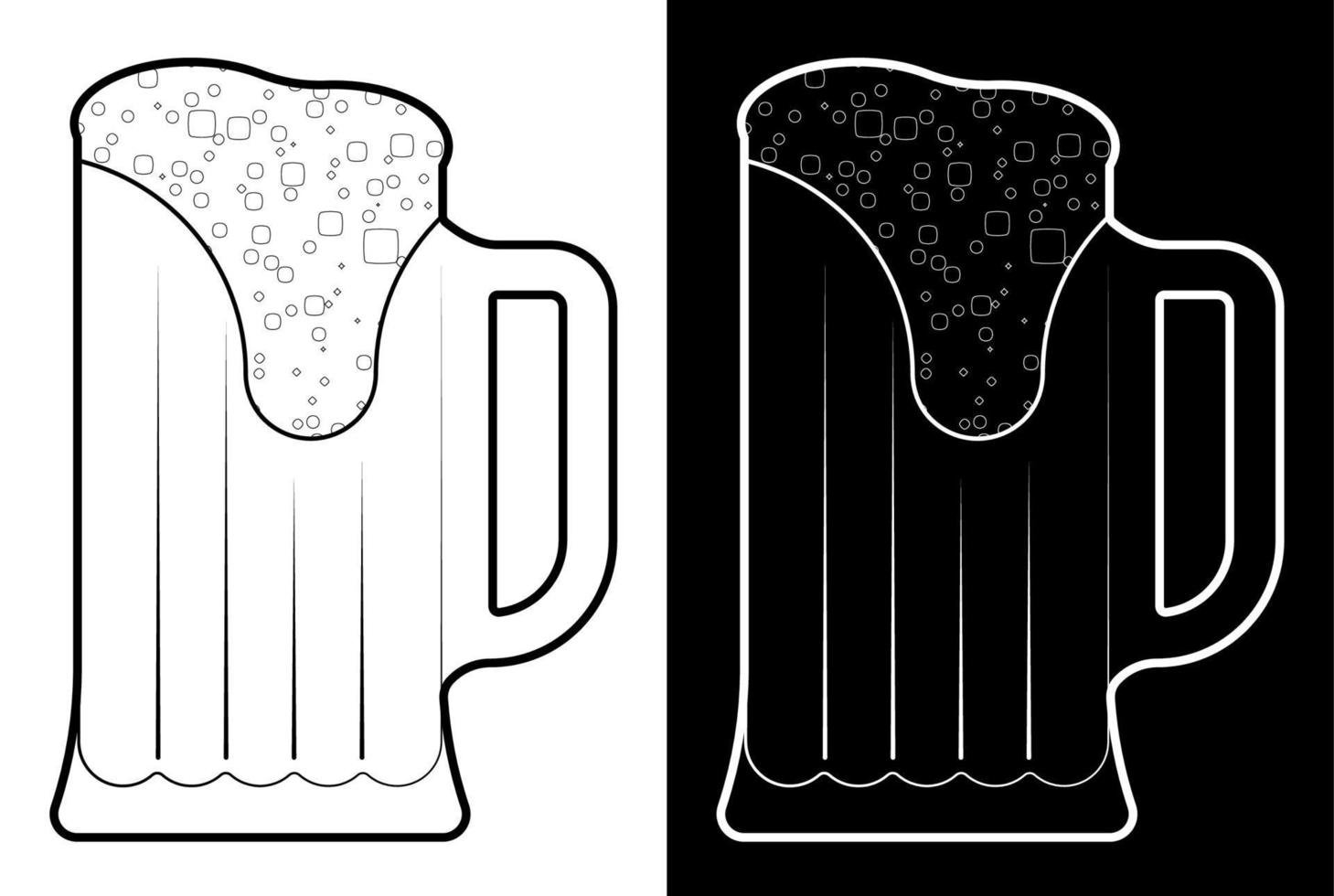 icon, beer mug with foam. Oktoberfest 19 September. Alcoholic drinks, holiday. Vector on white background