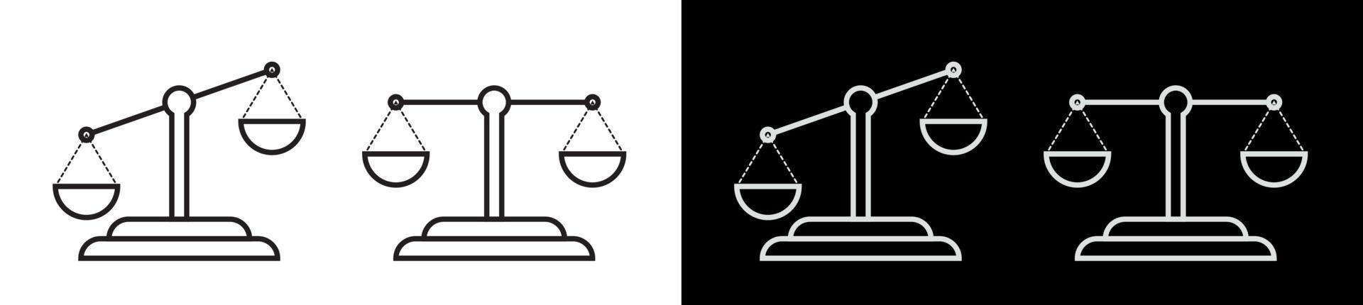 scales icons set. Choice, making an informed decision. Fairness of law. Zodiac sign. Vector on white background