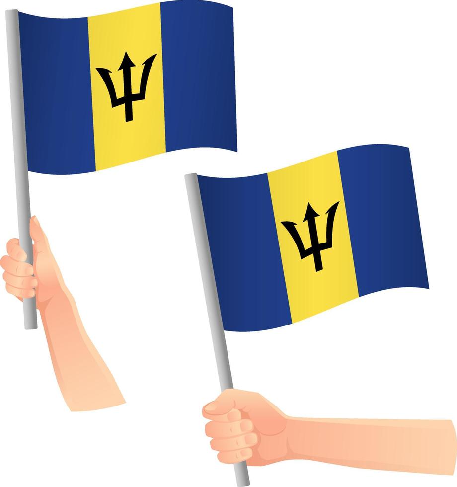 Barbados flag in hand icon vector