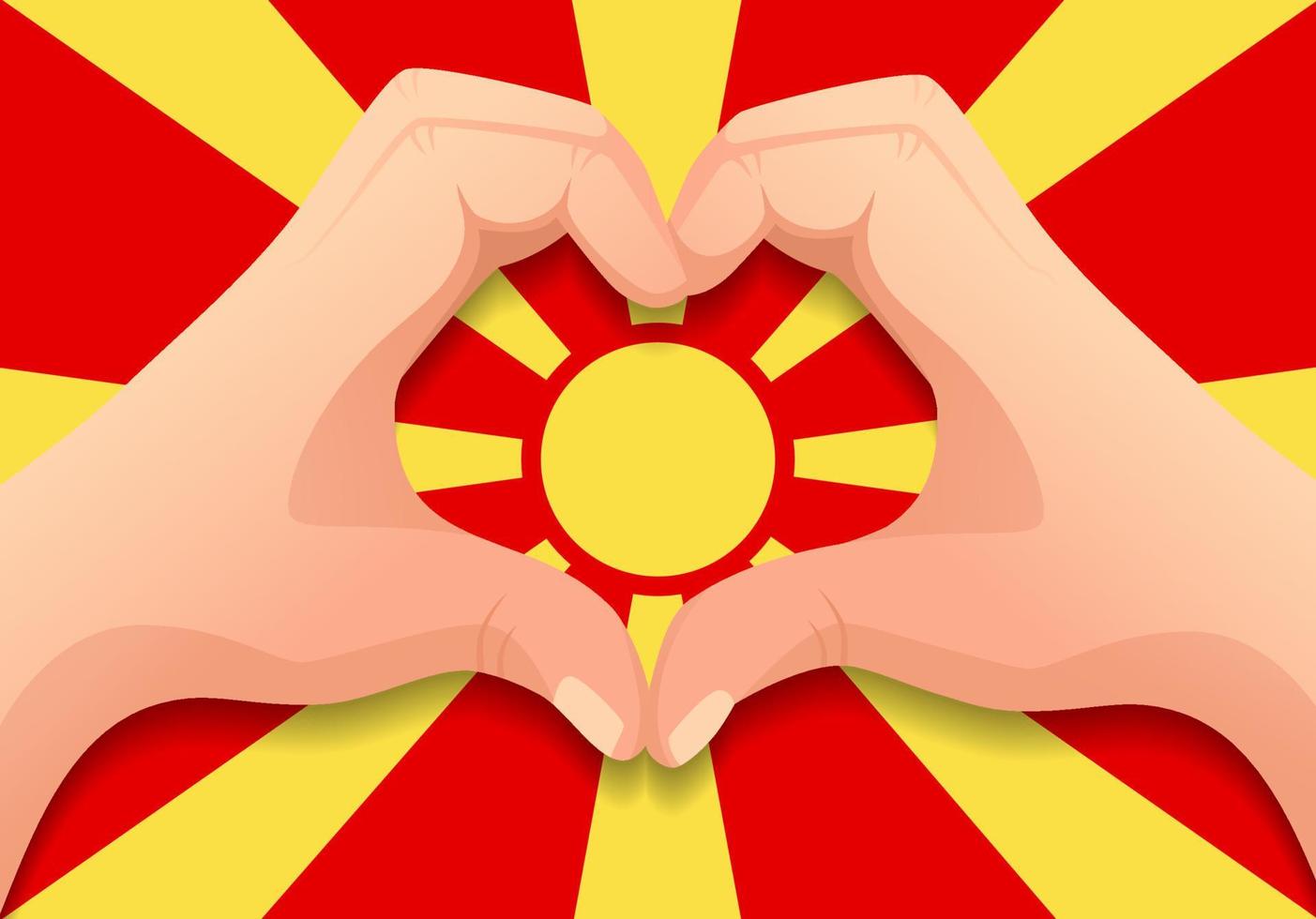 Macedonia flag and hand heart shape vector