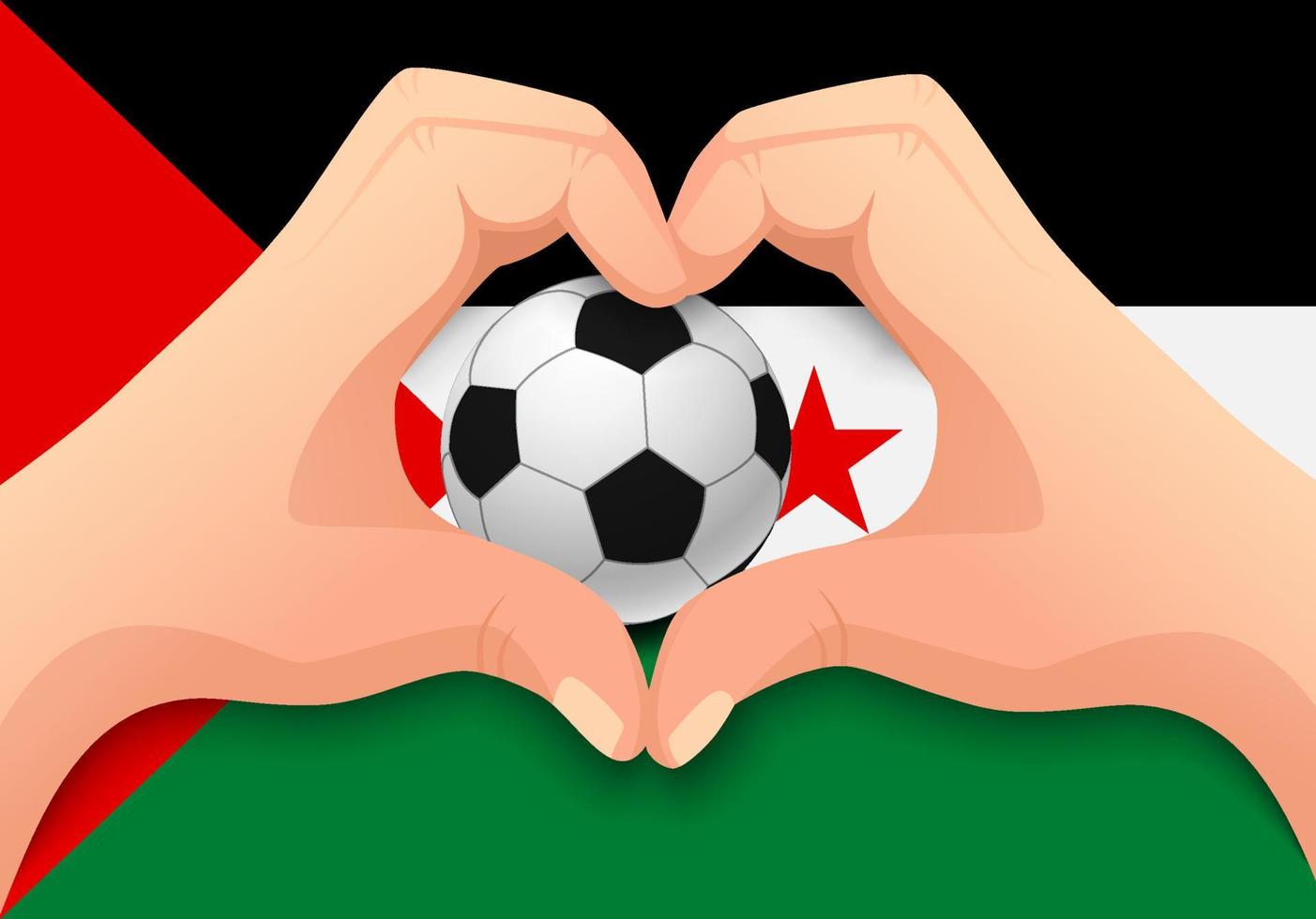 Sahrawi Arab Democratic Republic soccer ball and hand heart shape vector