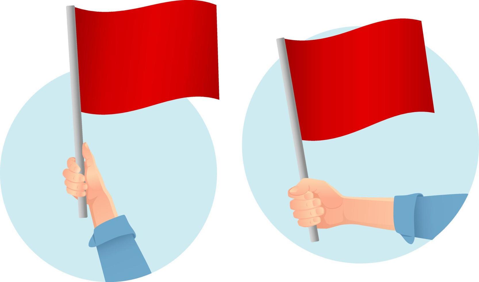 icono de bandera roja en la mano vector