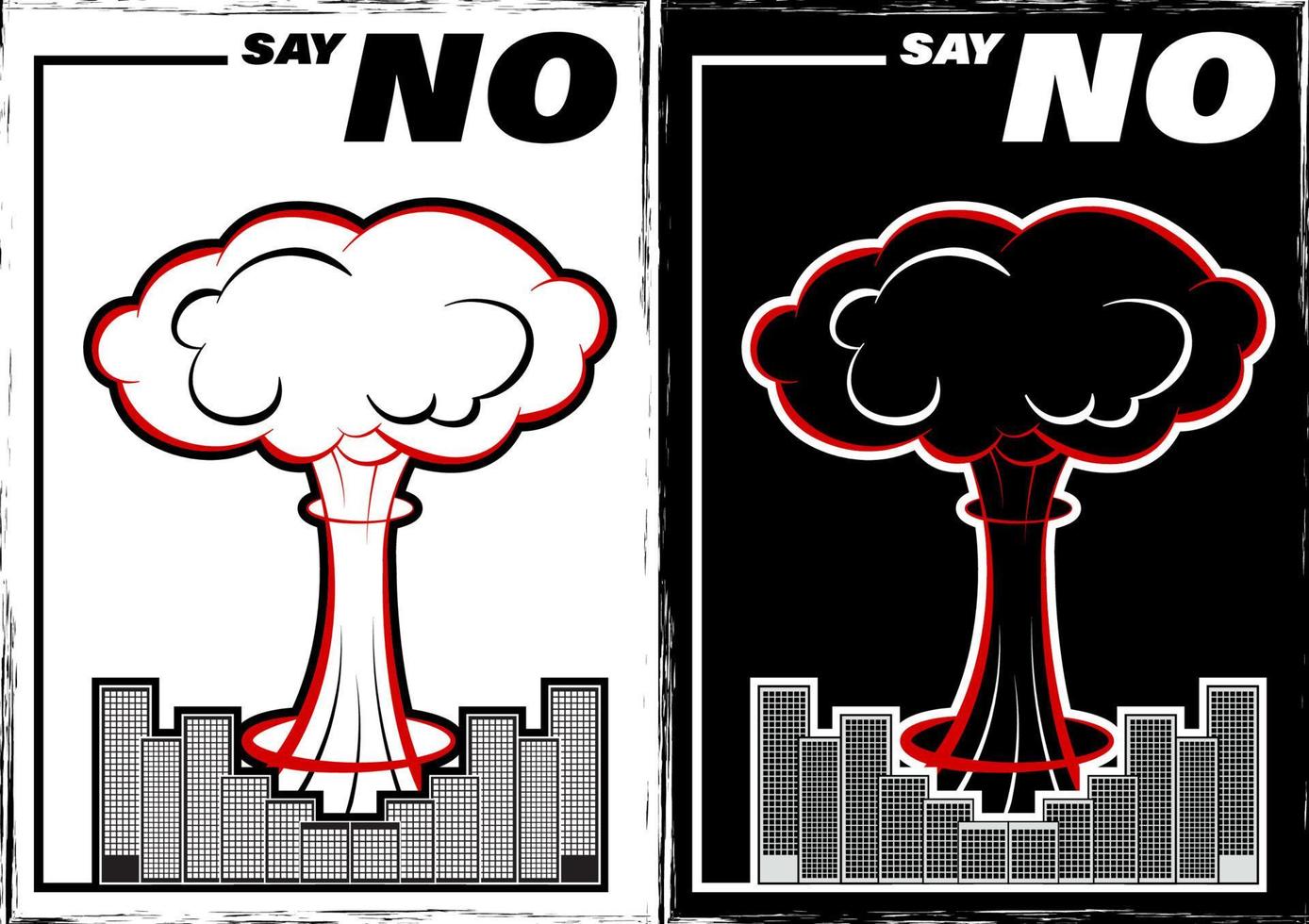 Retro poster against the war and the use of weapons of mass destruction. Say NO to war. Vector