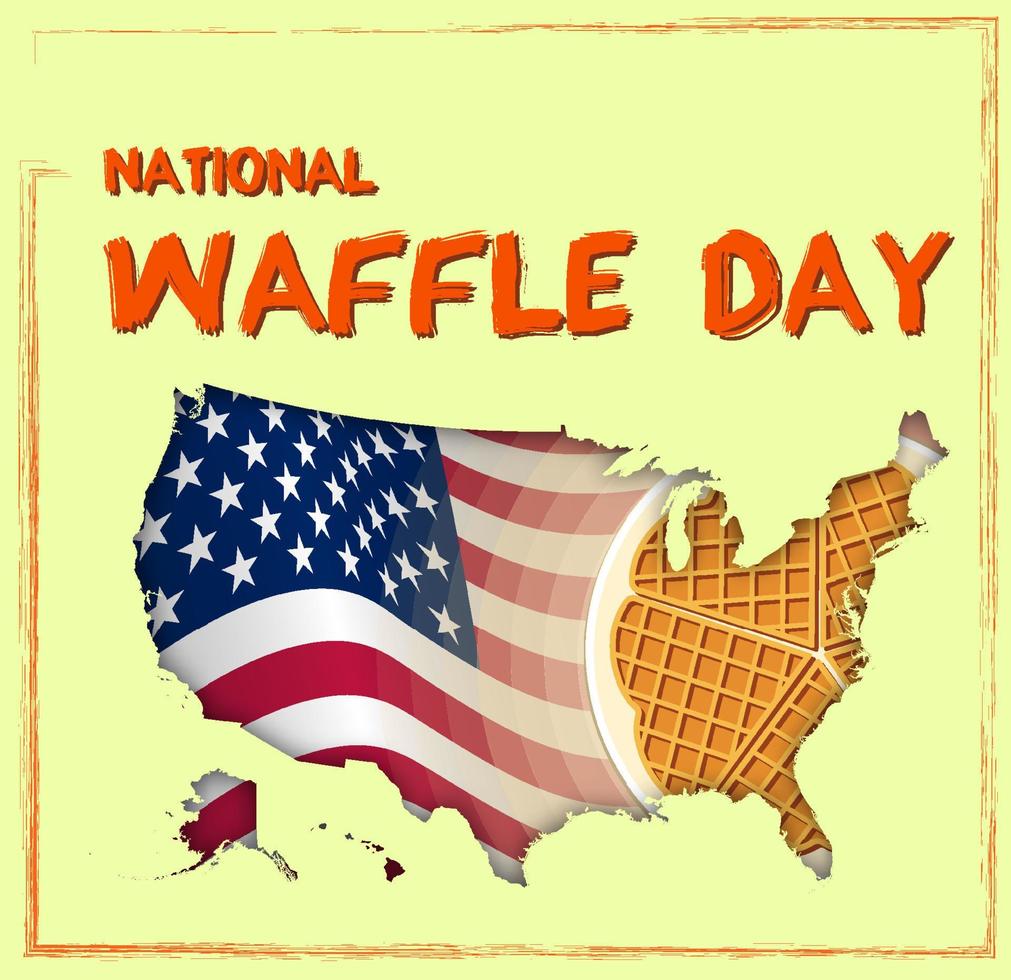 National Waffle Day in USA on August 24th. Round plate with delicious
