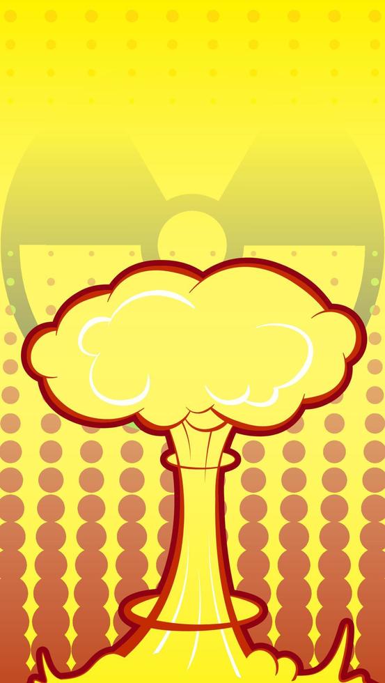 nuclear explosion in comic style. Danger of using weapons of mass destruction. International Day Against Nuclear Tests. Black and white vector