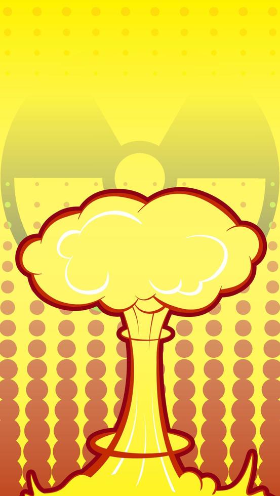 explosión nuclear en estilo cómico. peligro de utilizar armas de destrucción masiva. día internacional contra los ensayos nucleares. vectores en blanco y negro