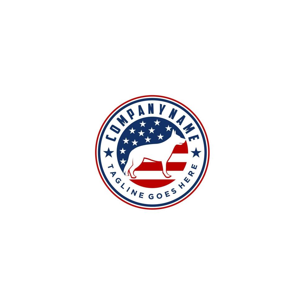 K9 and american flag  logo design vector