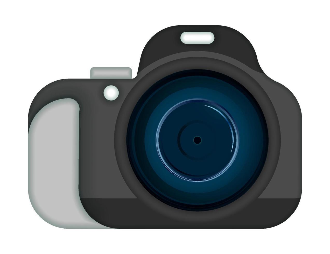 icono de cámara volumétrica. Día mundial de la fotografía 19 de agosto. selfies y álbumes de fotos. vector sobre un fondo blanco