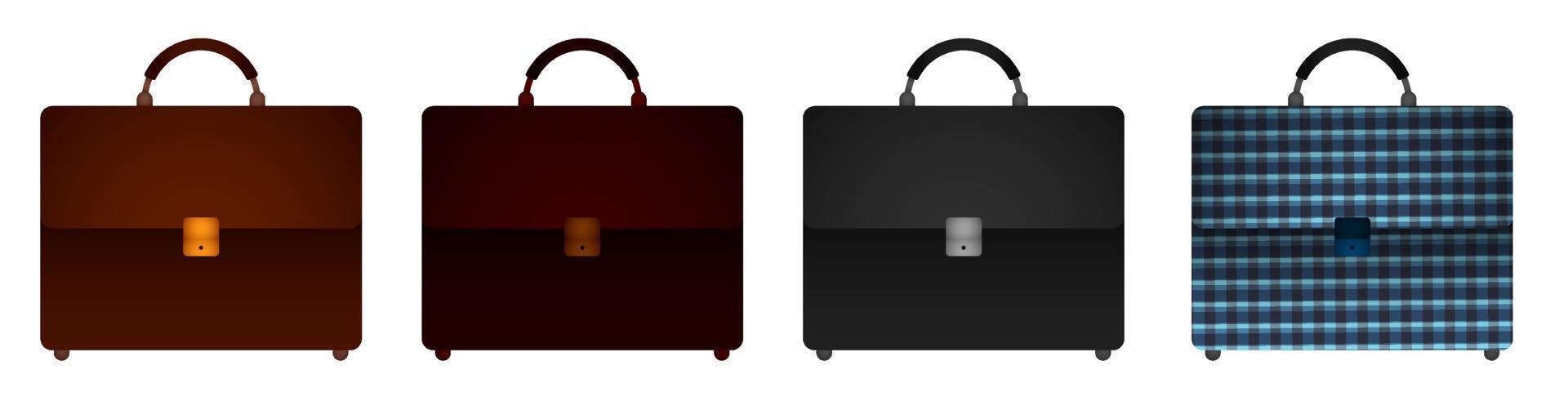 conjunto de iconos maletín, maleta de hombre de negocios para llevar documentos comerciales. almacenamiento de información importante, archivo. vector de dibujos animados de color