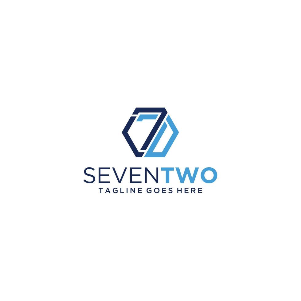 72 and hexagon logo sign design vector