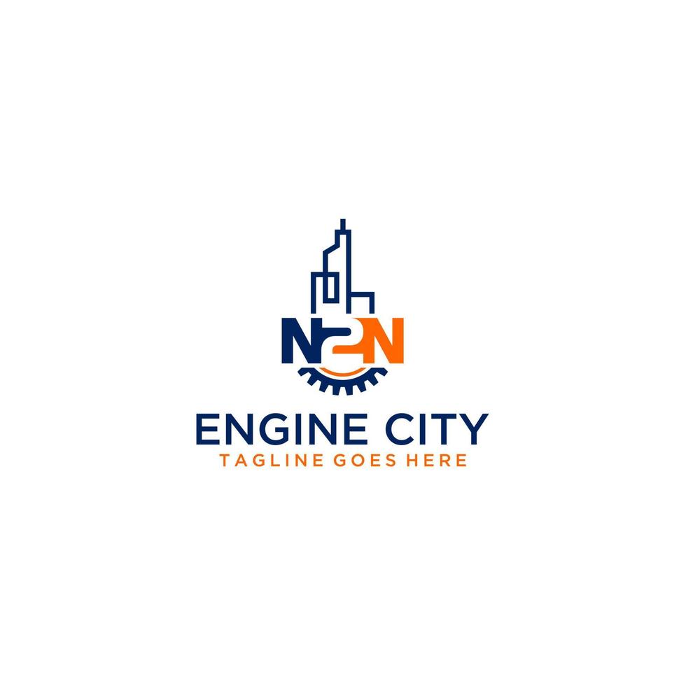 N2N initial city enginering logo design vector