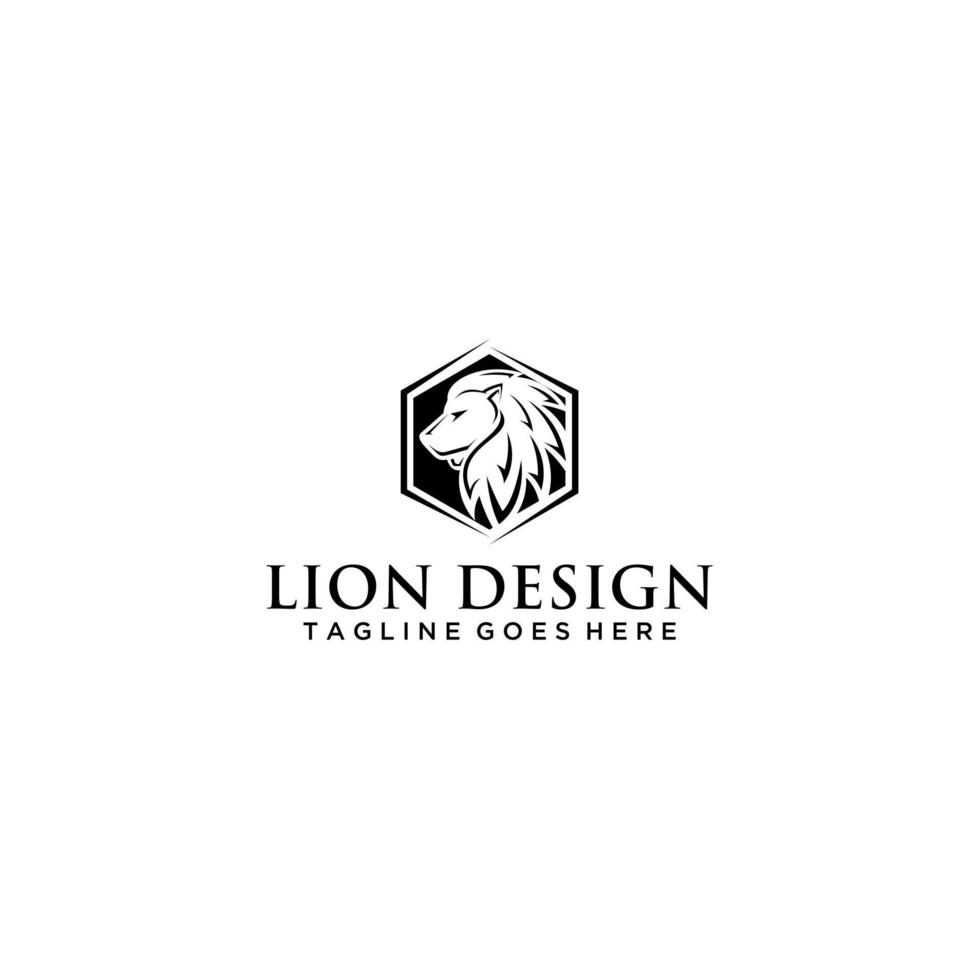 Ilustración de vector de logotipo de León, diseño de emblema.